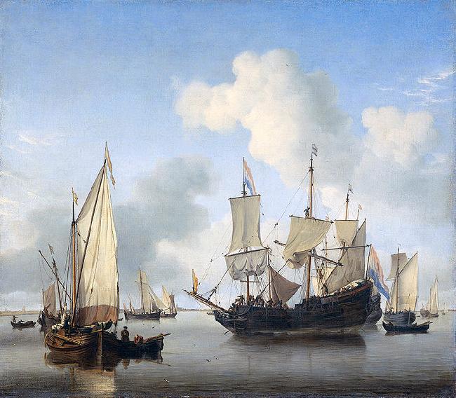 Willem Van de Velde The Younger Ships anchored offshore oil painting picture